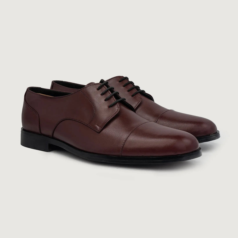 Attorney Derby Maroon Leather Shoes til Mænd