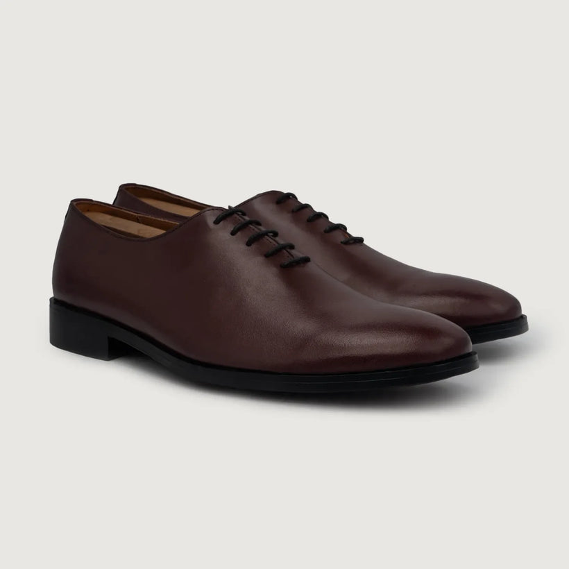 Director Wholecut Maroon Leather Shoes til Mænd