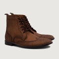 Duster Brogues Derby Oil Pull-up Brun Læderstøvler til Mænd