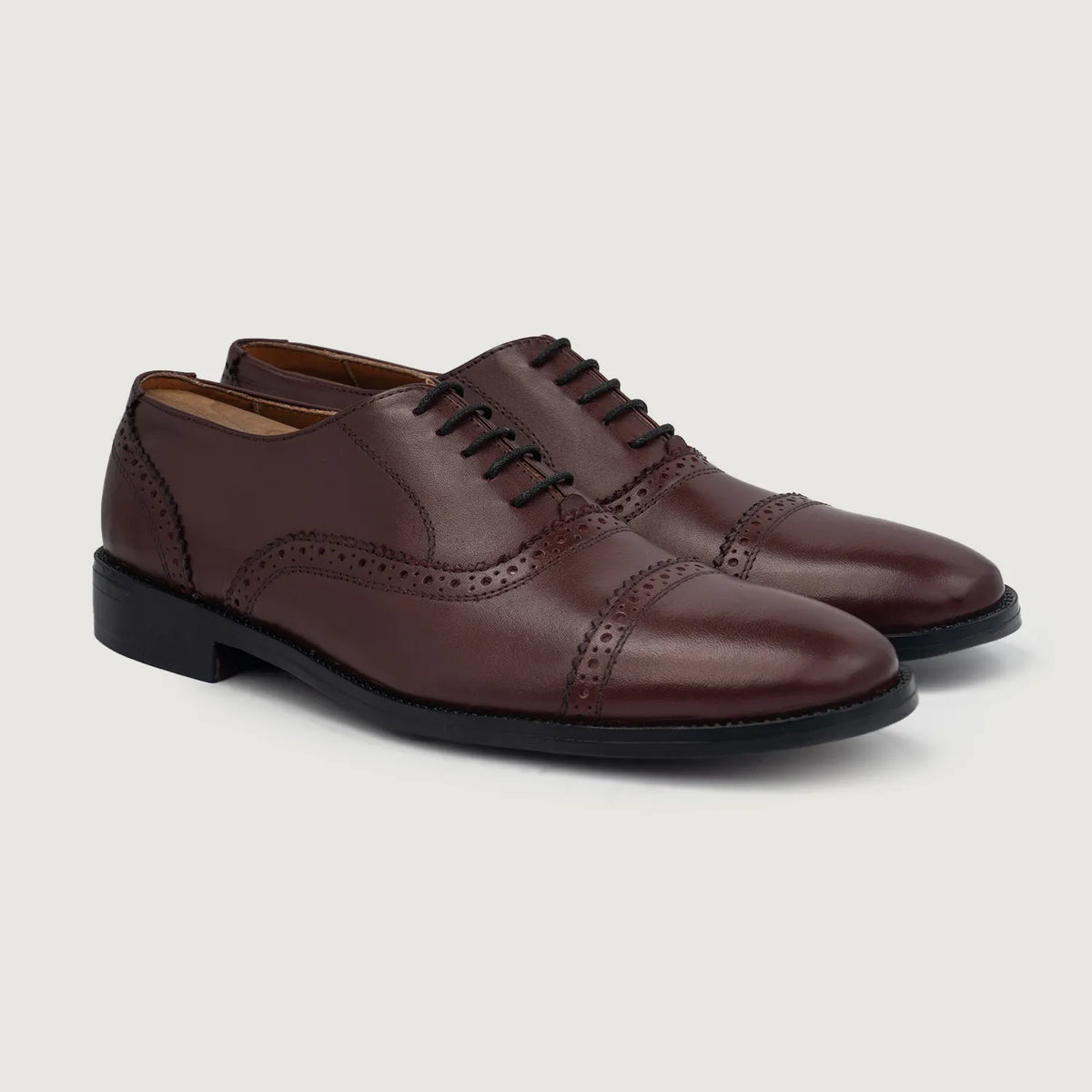 Greyson Brogues Oxford Kastanjebrun Lædersko til Mænd For Men in Maroon Full-Grain Leather - Sidevisning | Køb online
