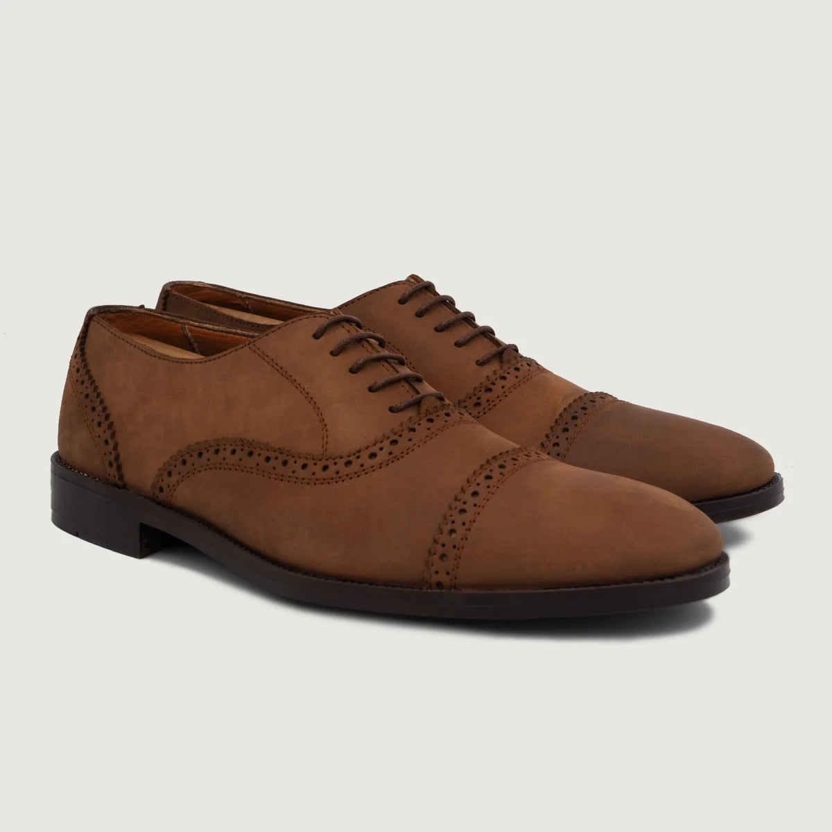 Greyson Brogues Oxford Oil Pull-up Brun Lædersko til Mænd in Brown Full-Grain Leather - Sidevisning | Køb online