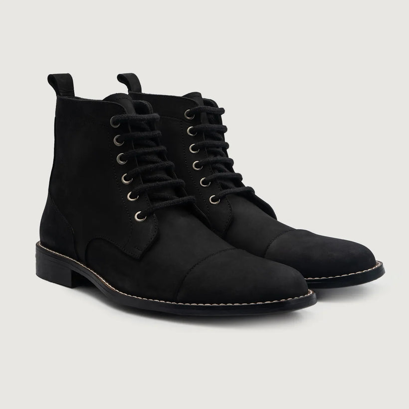 Knight Derby Sort Nubuck Læderstøvler til Mænd