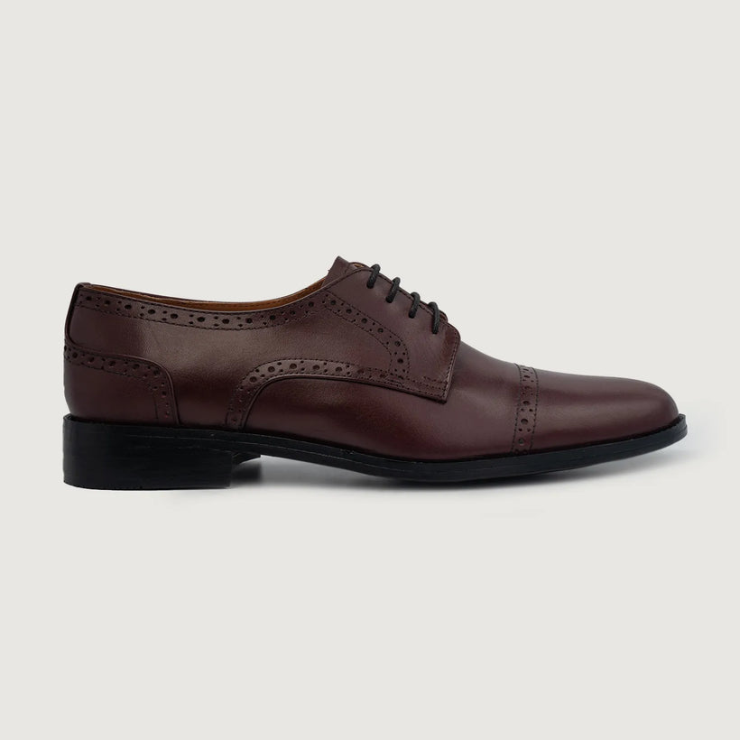 Dirk Brogues Derby Maroon Leather Shoes til Mænd