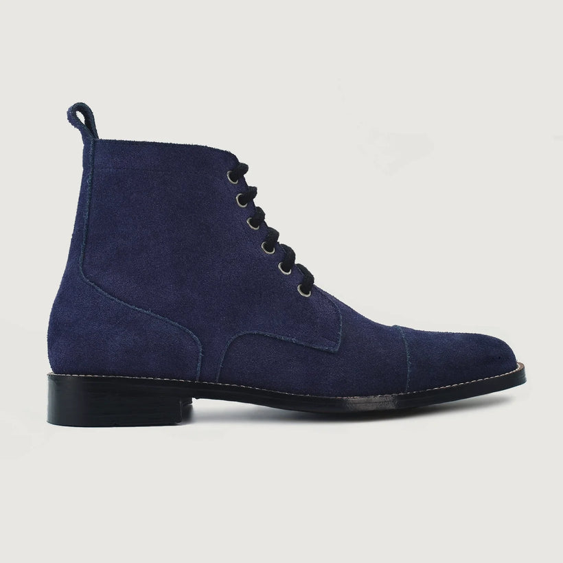 Knight Derby Midnight Blå Suede Læderstøvler til Mænd