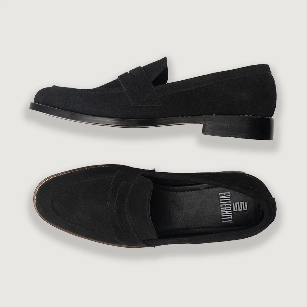 High-Traction Rubber Outsole & Lug Tread Pattern on Baxton Sort Suede Læderloafers til Mænd For Men