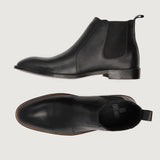 Clarkson Chelsea Black Leather Boots For Men - Reinforced Heel Counter & Precision Double-Row Stitching Detail