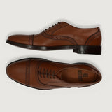 Greyson Brogues Oxford Tan Leather Shoes For Men - Reinforced Heel Counter & Precision Double-Row Stitching Detail