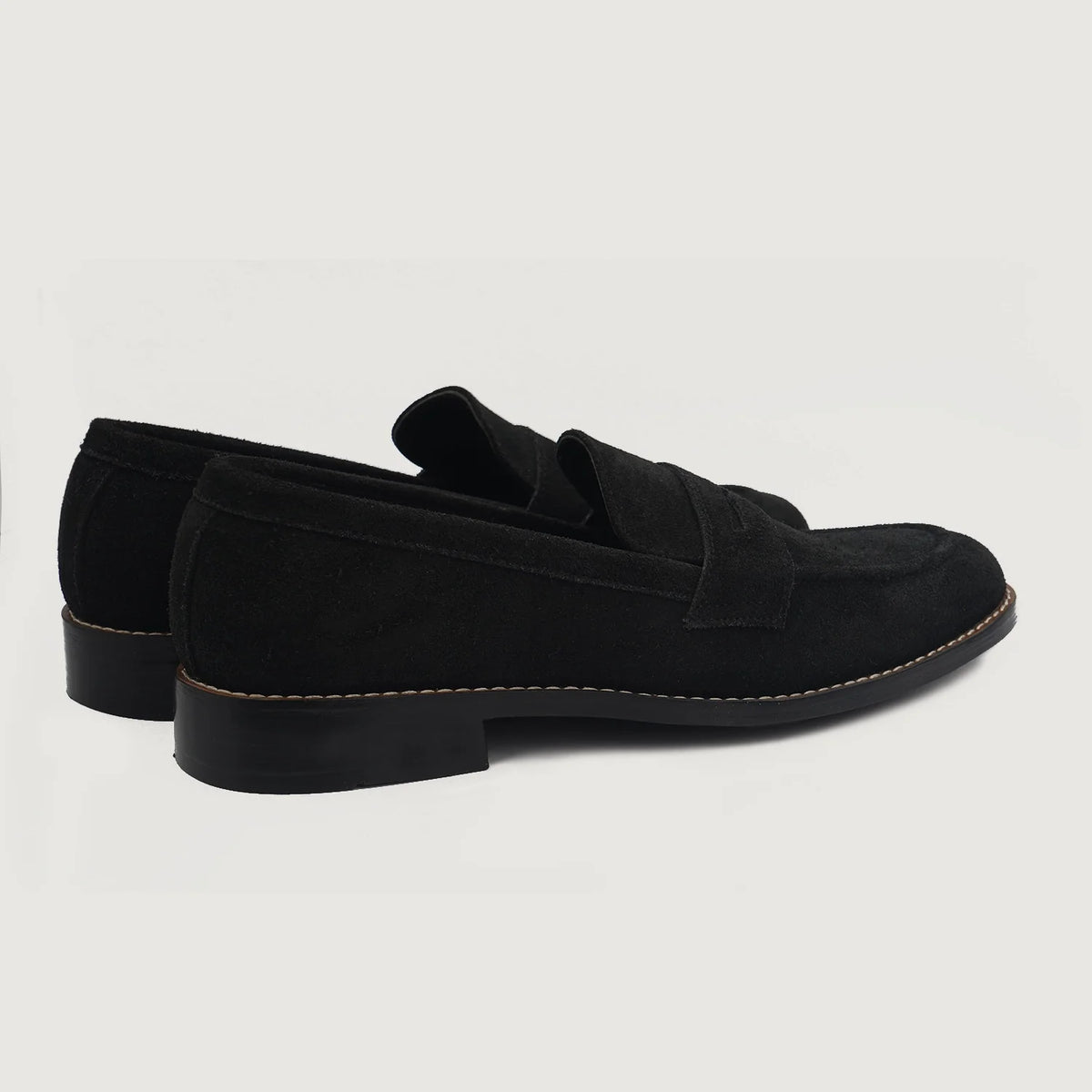 Baxton Sort Suede Læderloafers til Mænd For Men - Forstærket hælkappe og præcise dobbeltsyninger