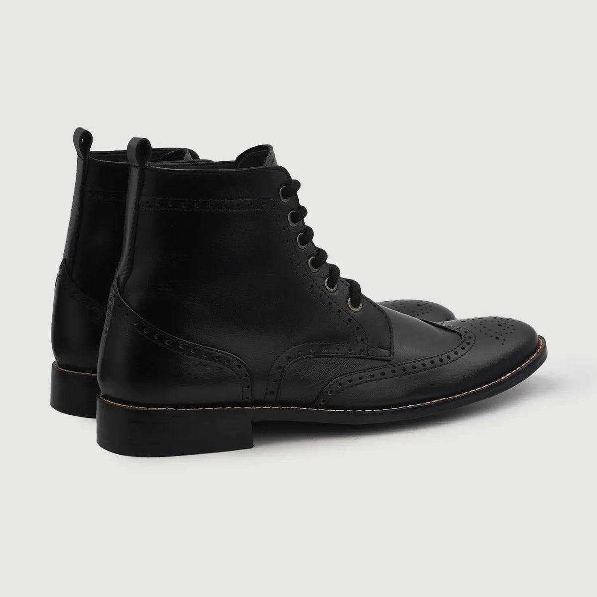 Duster Brogues Derby Sort Læderstøvler til Mænd For Men - Sideprofil med ergonomisk ærmesnit