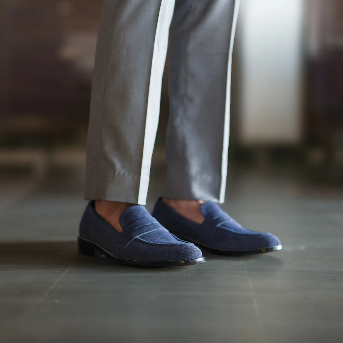 Orlaven Baxton Blå Suede Læderloafers til Mænd footwear image 9