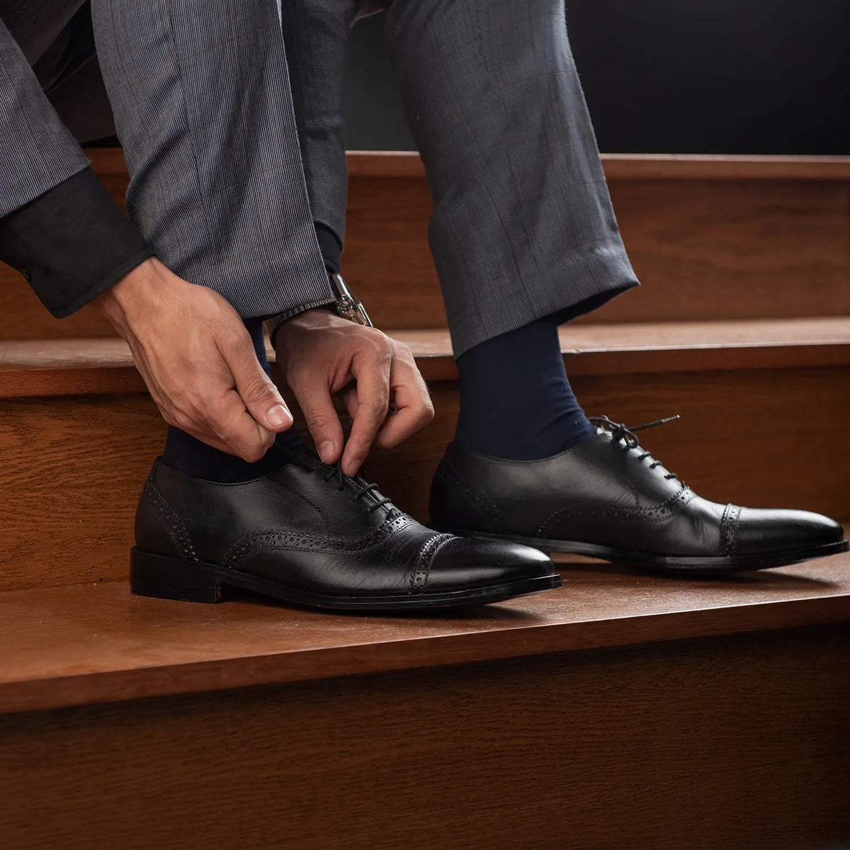 Orlaven Greyson Brogues Oxford Sort Lædersko til Mænd footwear image 9
