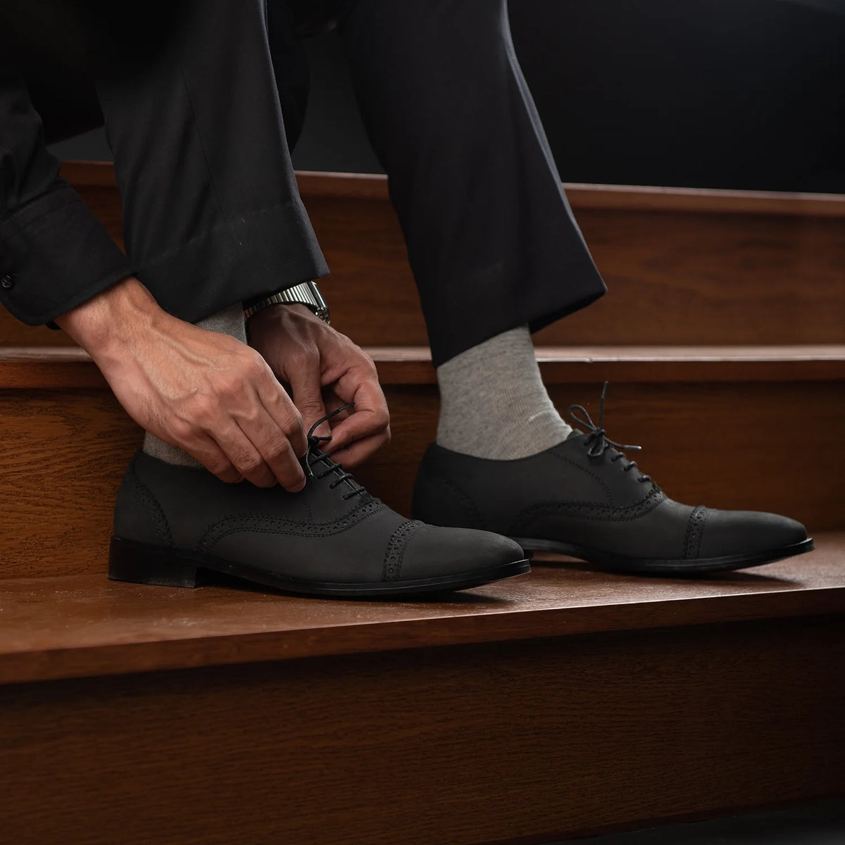 Orlaven Greyson Brogues Oxford Sort Nubuck Lædersko til Mænd footwear image 9