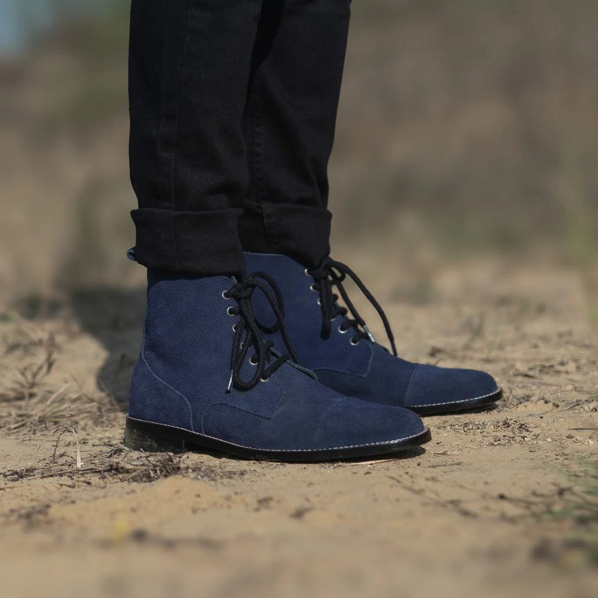 Orlaven Knight Derby Midnight Blå Suede Læderstøvler til Mænd footwear image 9