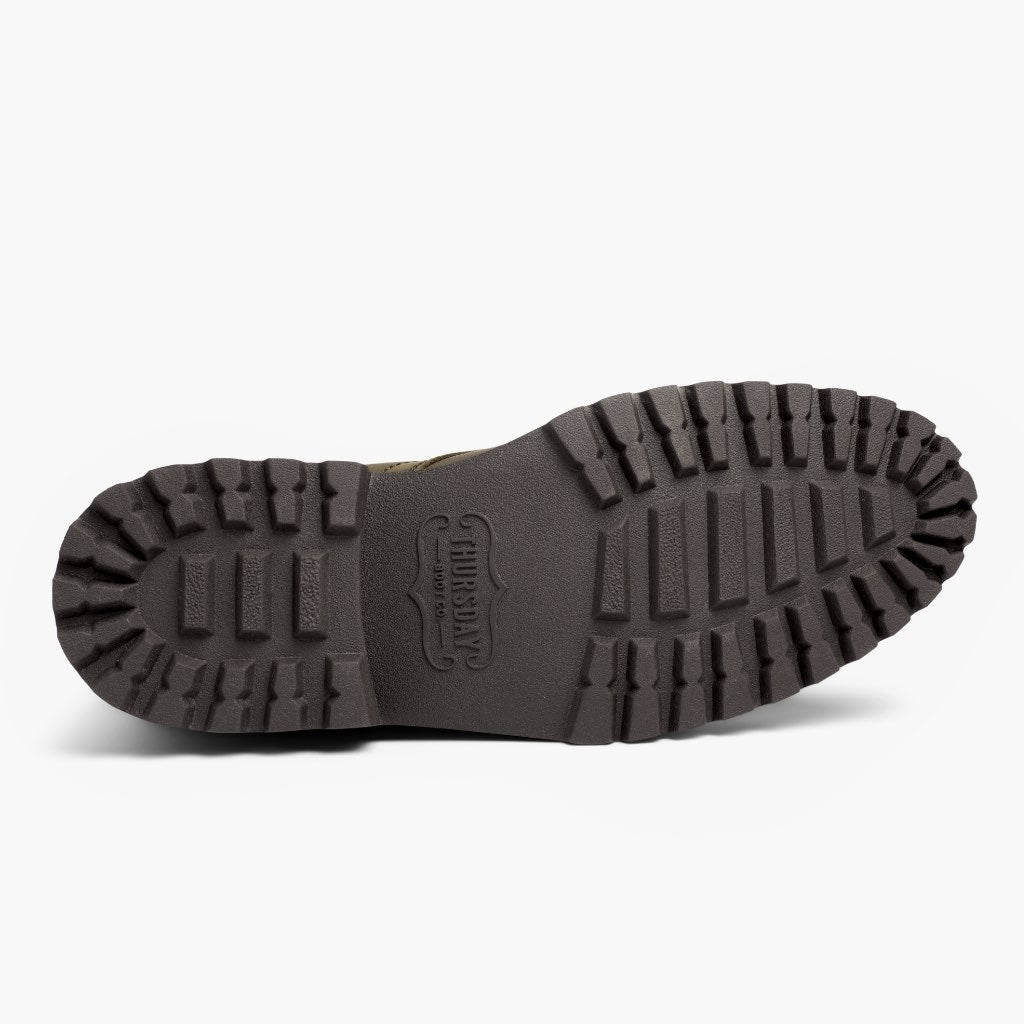 High-Traction Rubber Outsole & Lug Tread Pattern on Captain StormKing® Dark Olive Matte Læderstøvler til Mænd