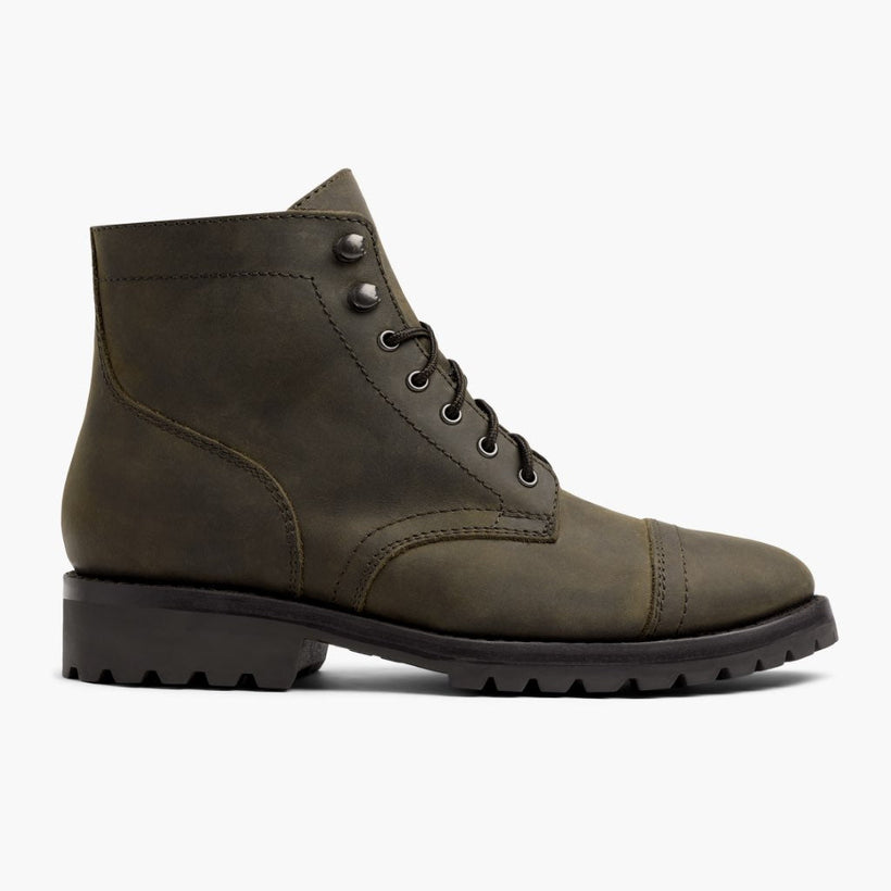 Captain StormKing® Dark Olive Matte Leather Boots til Mænd