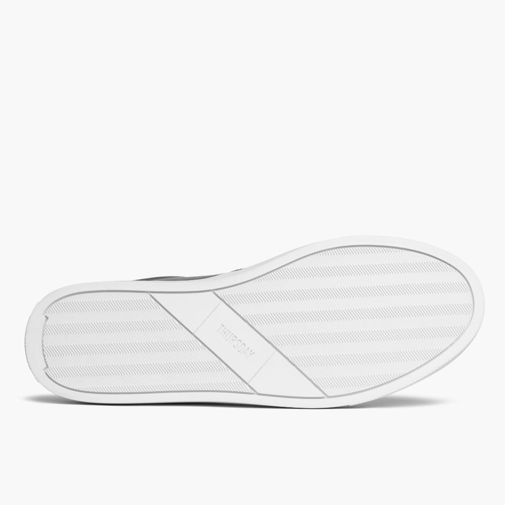 High-Traction Rubber Outsole & Lug Tread Pattern on Court Sort Lædersneakers til Mænd