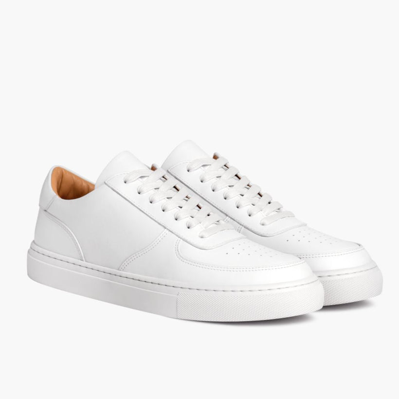 Court Toffee x Off-White Leather Sneakers in White Full-Grain Leather - Lateral Side Profile View | Buy Online