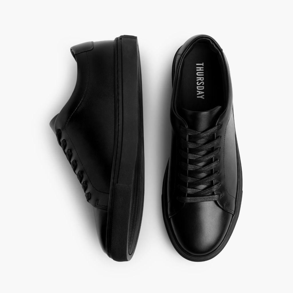 Encore Jet Black Leather Sneakers - Forstærket hælkappe og præcise dobbeltsyninger