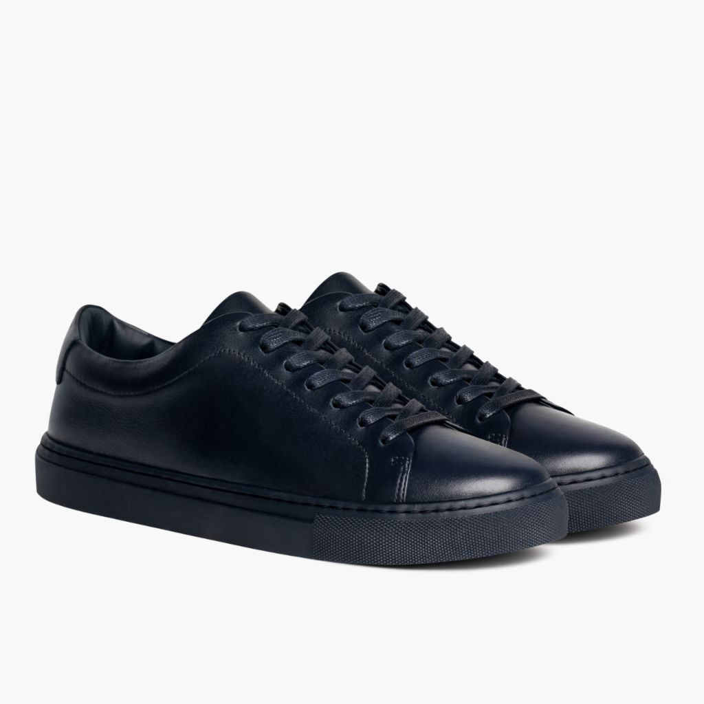 Encore Navy Leather Sneakers in Navy Full-Grain Leather - Sidevisning | Køb online