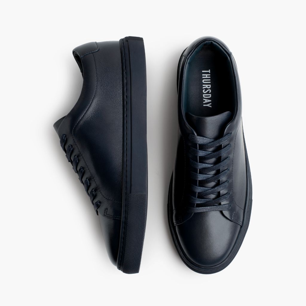 Encore Navy Leather Sneakers - Forstærket hælkappe og præcise dobbeltsyninger