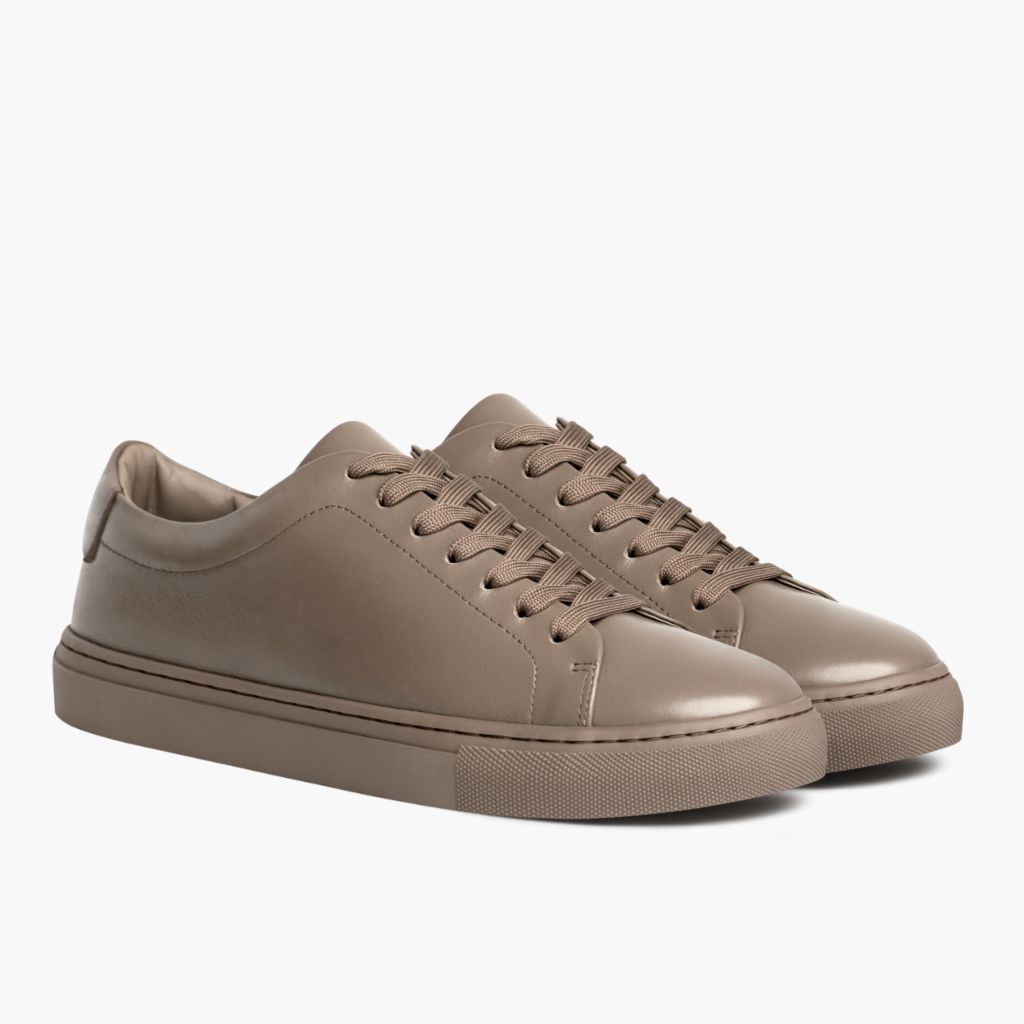 Encore Taupe Lædersneakers til Mænd in Classic Full-Grain Leather - Sidevisning | Køb online
