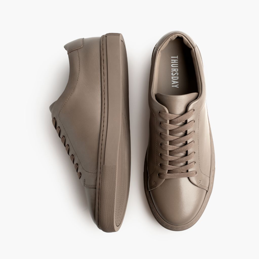 Encore Taupe Lædersneakers til Mænd - Forstærket hælkappe og præcise dobbeltsyninger
