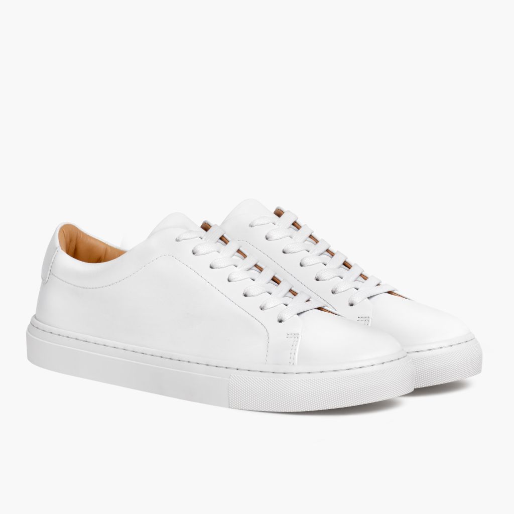 Encore White Lædersneakers til Mænd in White Full-Grain Leather - Sidevisning | Køb online