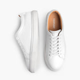 Encore White Leather Sneakers - Reinforced Heel Counter & Precision Double-Row Stitching Detail