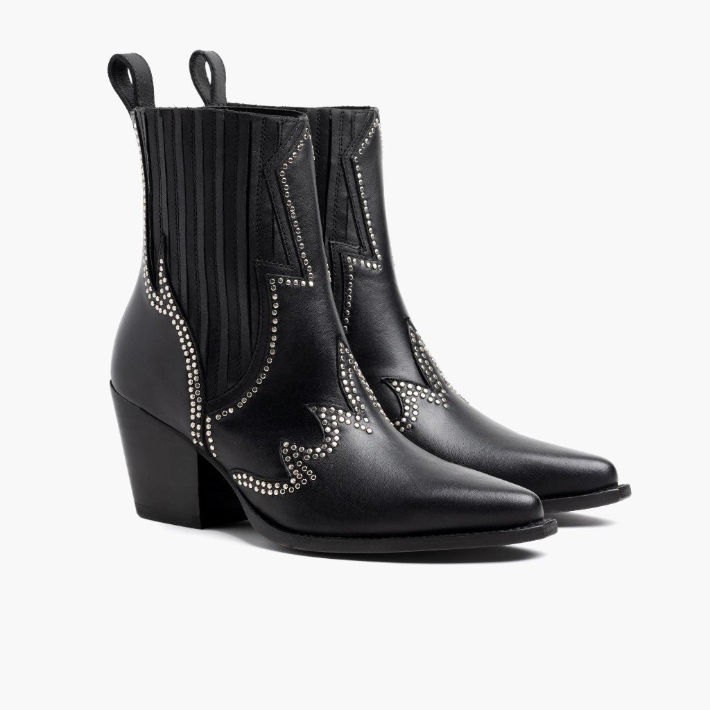 Icon Sort Læderstøvler til Damer - Goodyear welt-konstruktion og tåboks