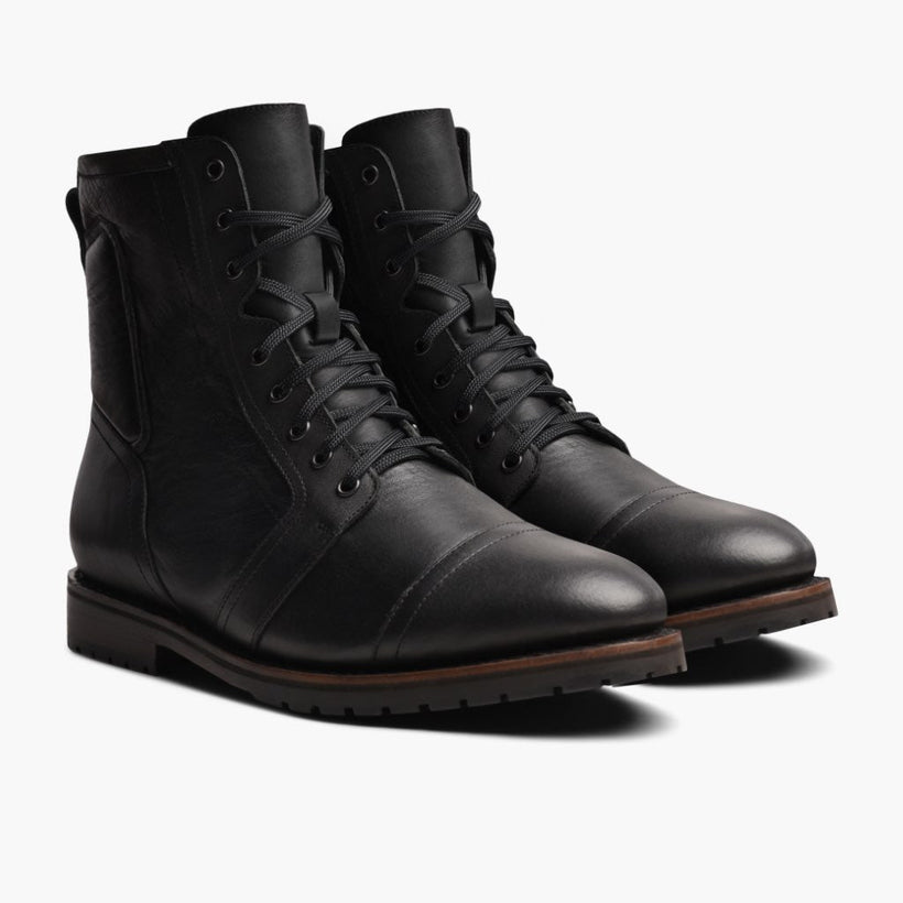 Casa Moto Sort Leather Boots til Mænd