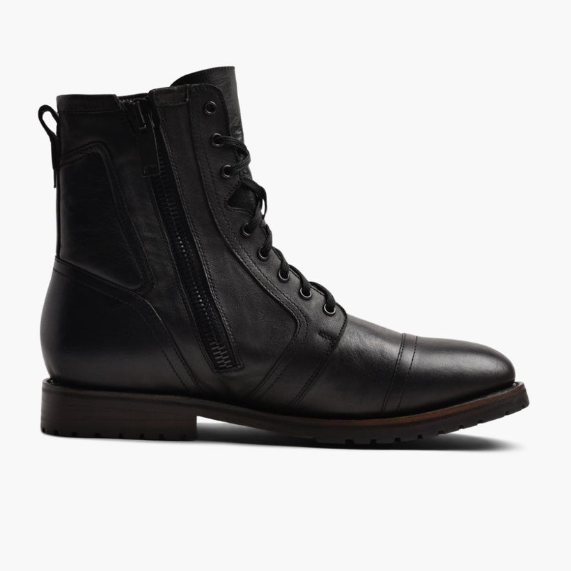 Casa Moto Sort Leather Boots til Mænd