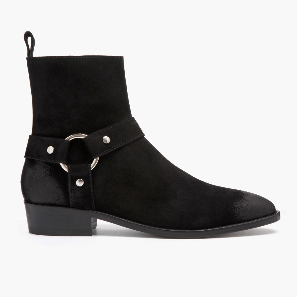 Black Goatskin Suede Leather Boots - Goodyear welt-konstruktion og tåboks