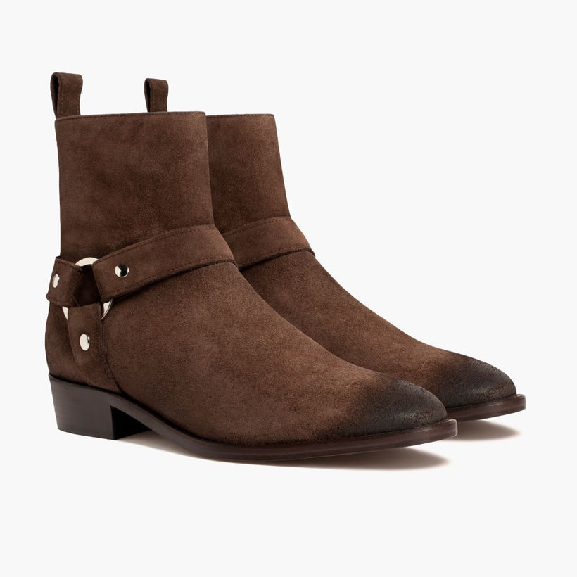 Harness Dark Brun Suede Læderstøvler til Mænd