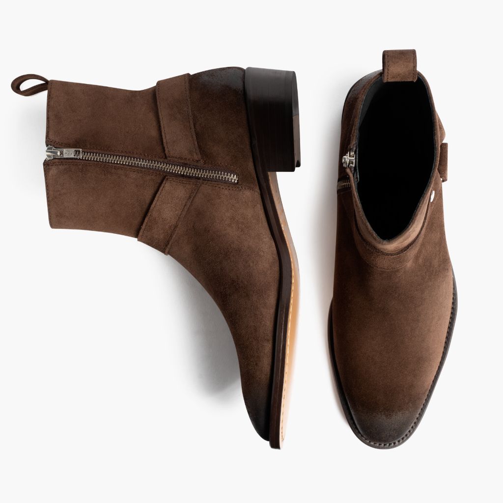 Harness Dark Brun Suede Læderstøvler til Mænd - Forstærket hælkappe og præcise dobbeltsyninger