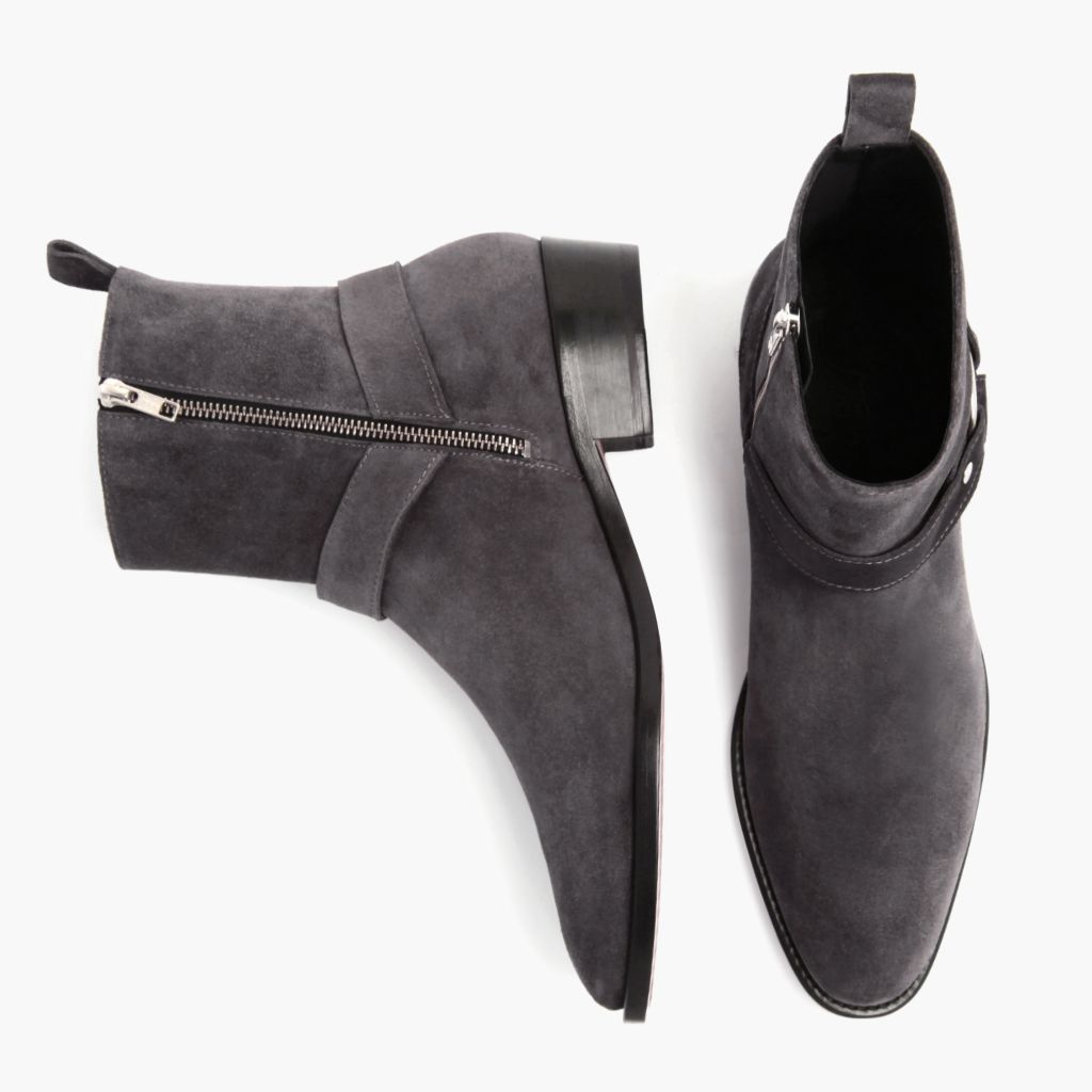 Harness Grey Suede Læderstøvler til Mænd - Forstærket hælkappe og præcise dobbeltsyninger
