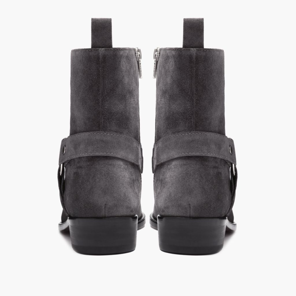High-Traction Rubber Outsole & Lug Tread Pattern on Harness Grey Suede Læderstøvler til Mænd