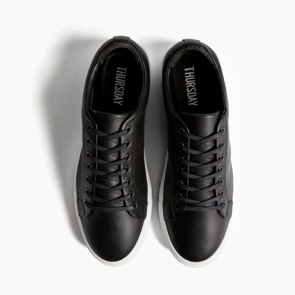 Premier Low Top Sort Lædersneakers til Mænd For Men - Forstærket hælkappe og præcise dobbeltsyninger