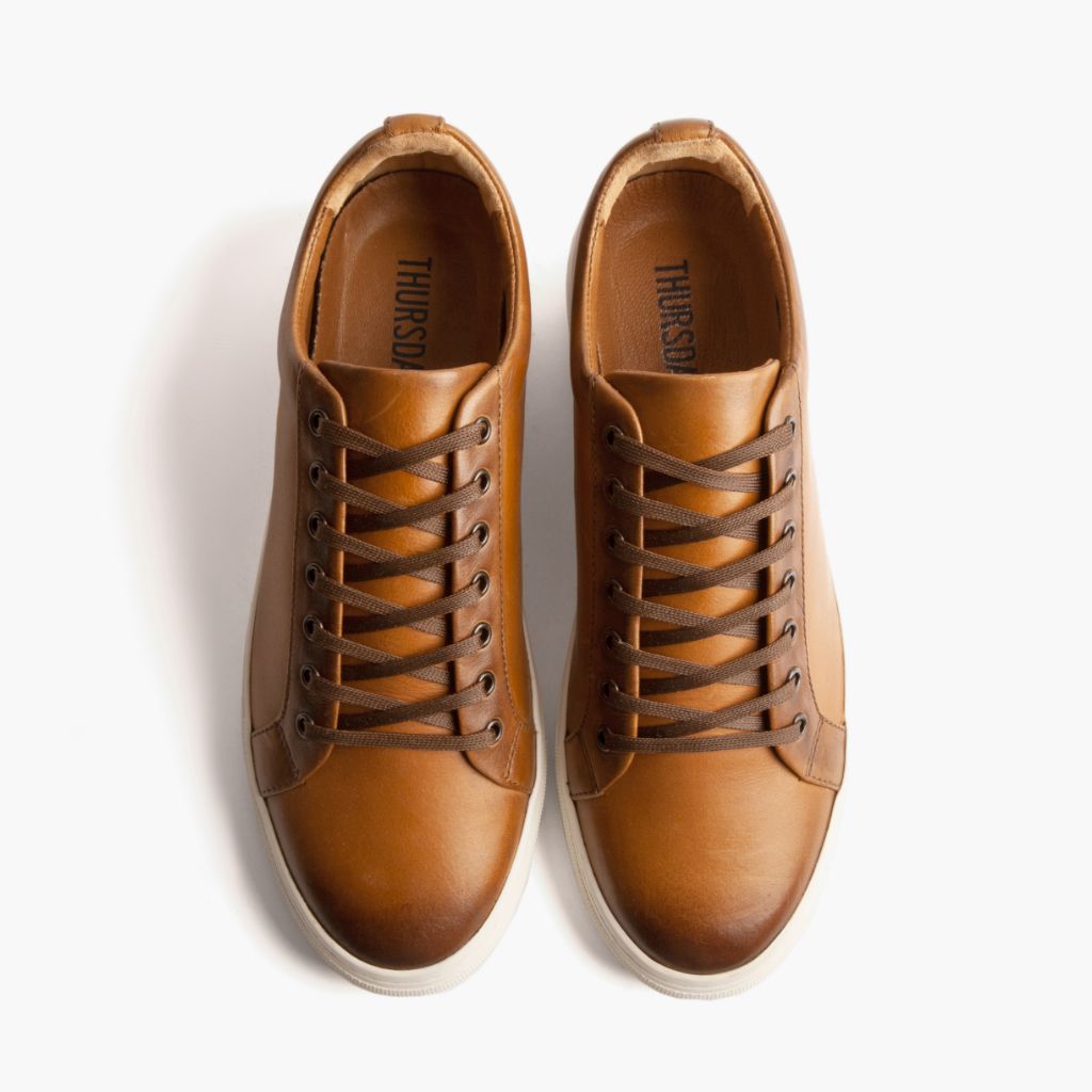 Premier Low Top Toffee Lædersneakers til Mænd For Men - Forstærket hælkappe og præcise dobbeltsyninger