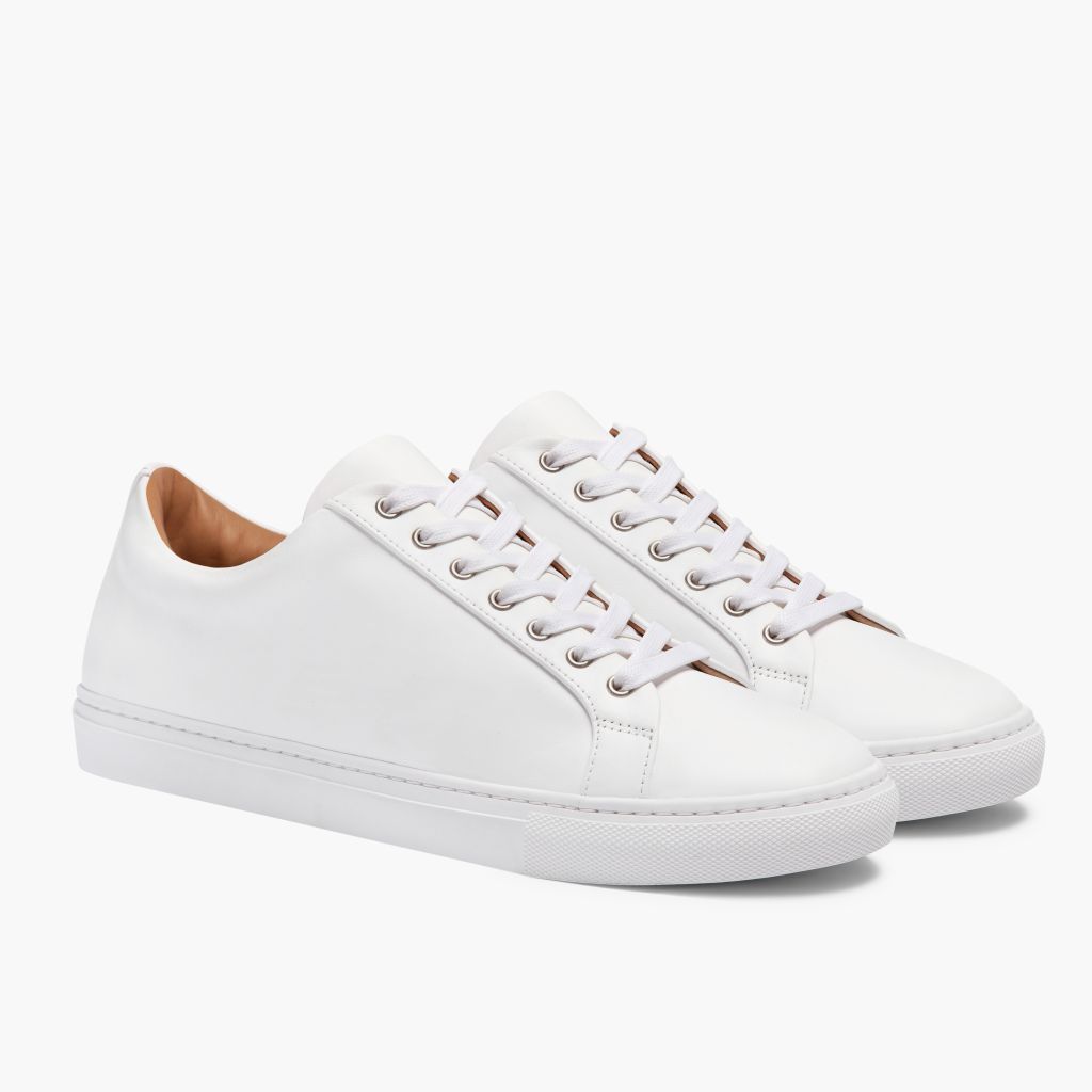 Premier Low Top White Lædersneakers til Mænd For Men in White Full-Grain Leather - Sidevisning | Køb online