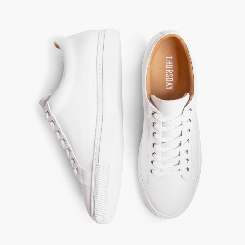 Premier Low Top White Lædersneakers til Mænd For Men - Forstærket hælkappe og præcise dobbeltsyninger
