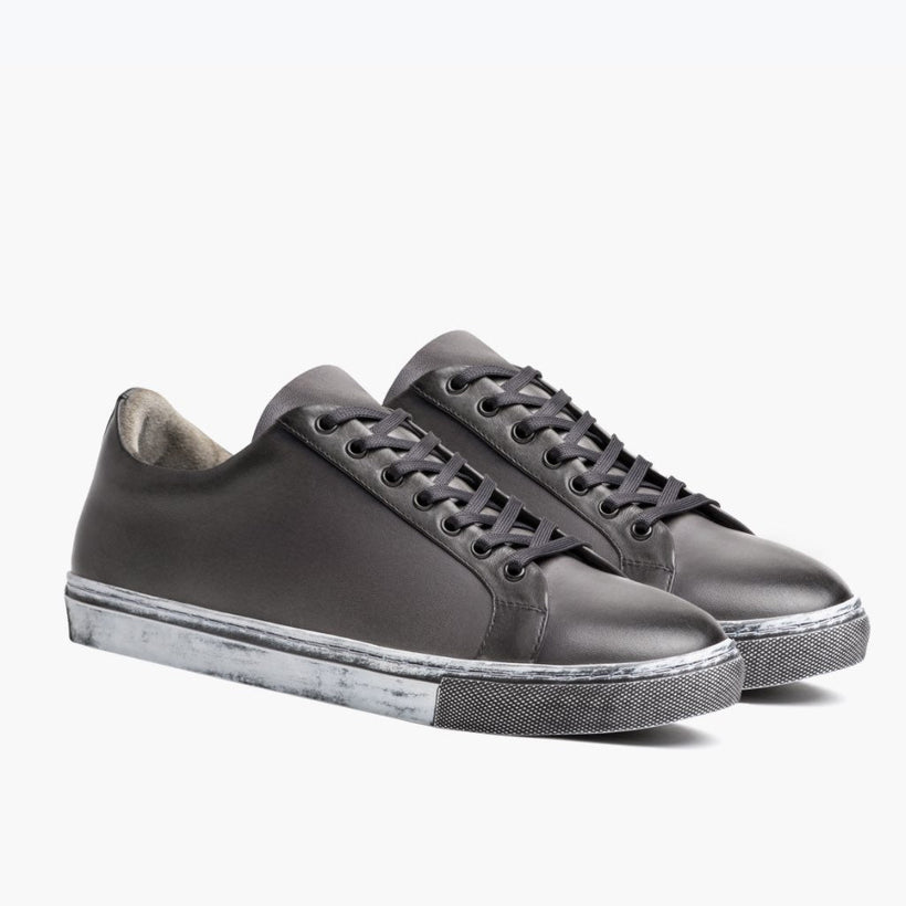Premier Low Top Distressed Grey Leather Sneakers til Mænd