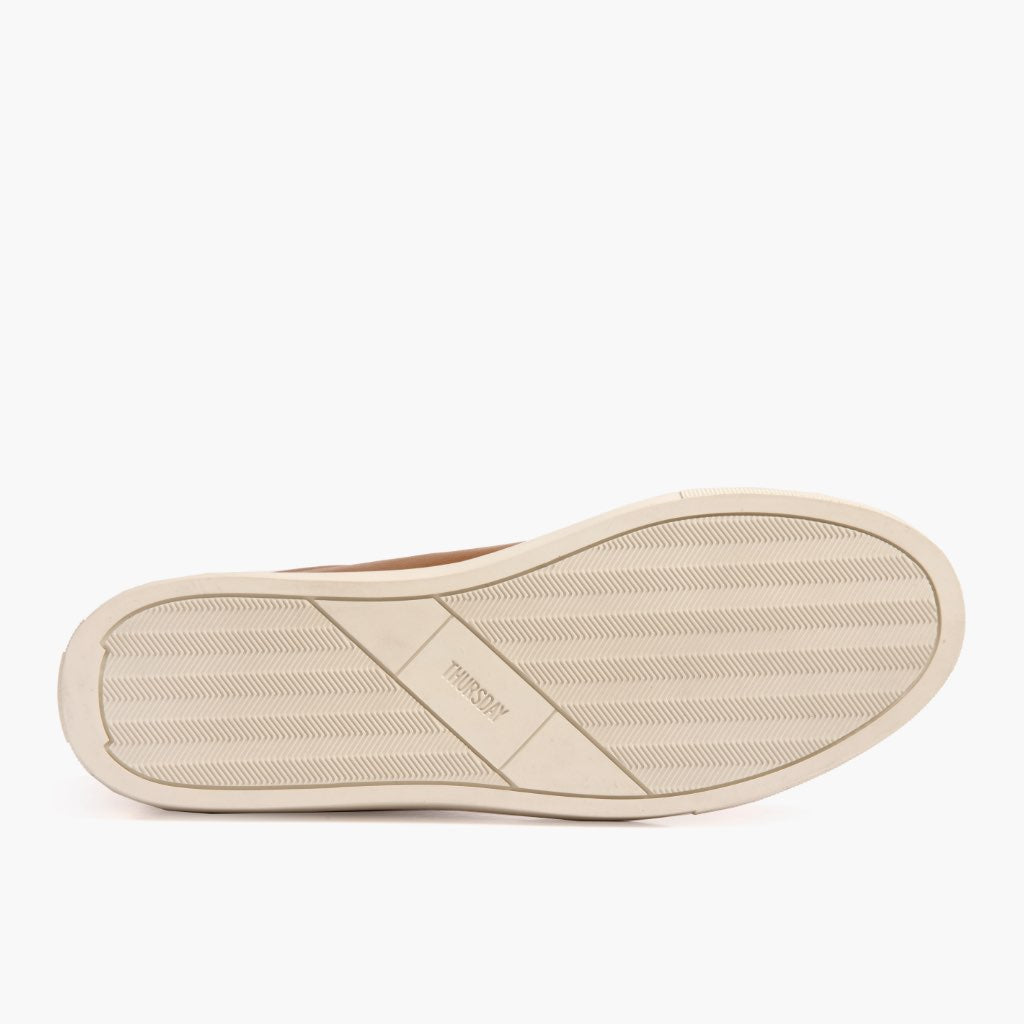 High-Traction Rubber Outsole & Lug Tread Pattern on Premier Low Top Toffee Lædersneakers til Mænd For Men