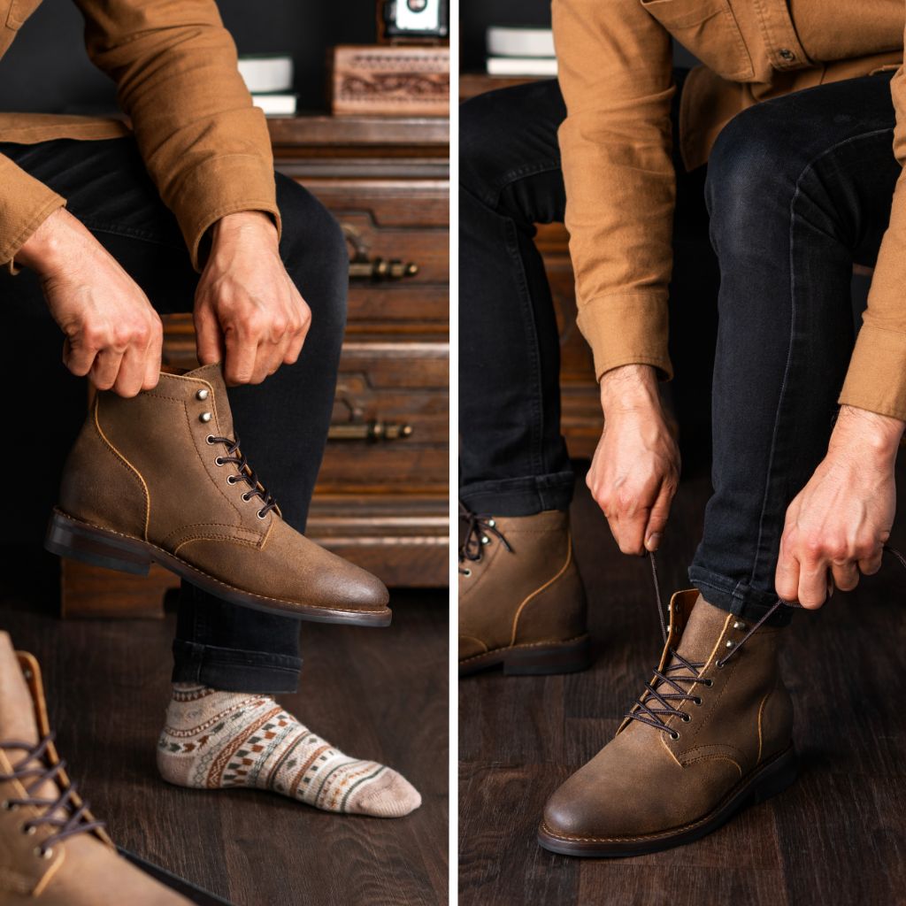 Styled On-Foot Perspective Demonstrating Ankle Fit & Silhouette on Model