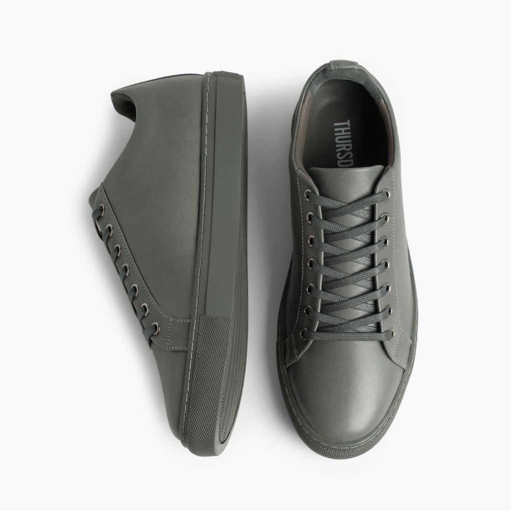 Premier Low Top Grey Lædersneakers til Mænd For Men - Forstærket hælkappe og præcise dobbeltsyninger