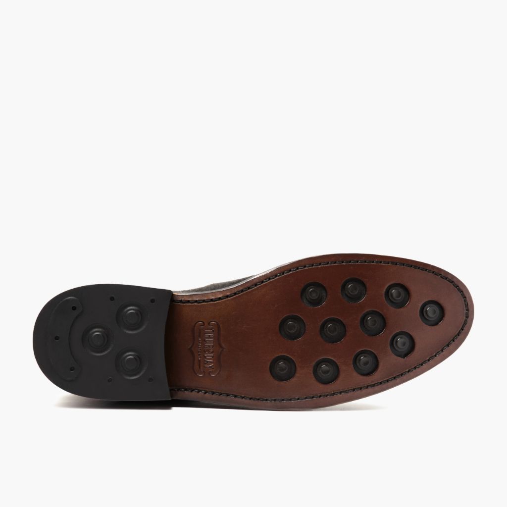 High-Traction Rubber Outsole & Lug Tread Pattern on Cavalier Shadow Grey Læderstøvler til Mænd