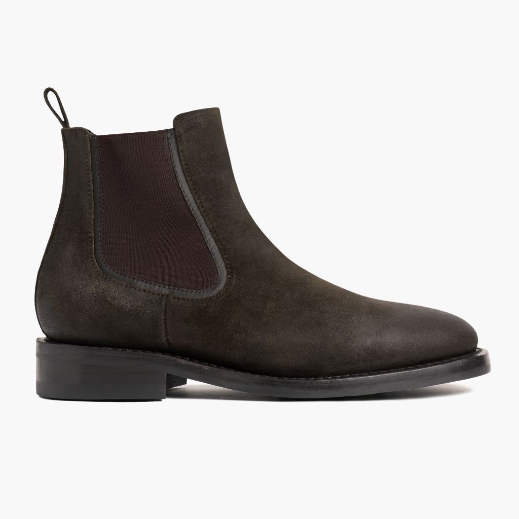 Olive Goatskin Suede Leather Boots - Goodyear welt-konstruktion og tåboks