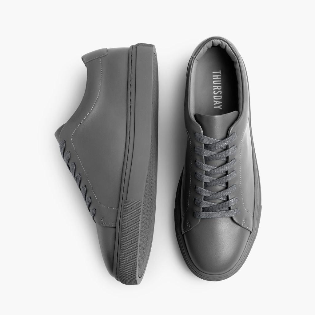 Encore Steel Grey Lædersneakers til Mænd - Forstærket hælkappe og præcise dobbeltsyninger