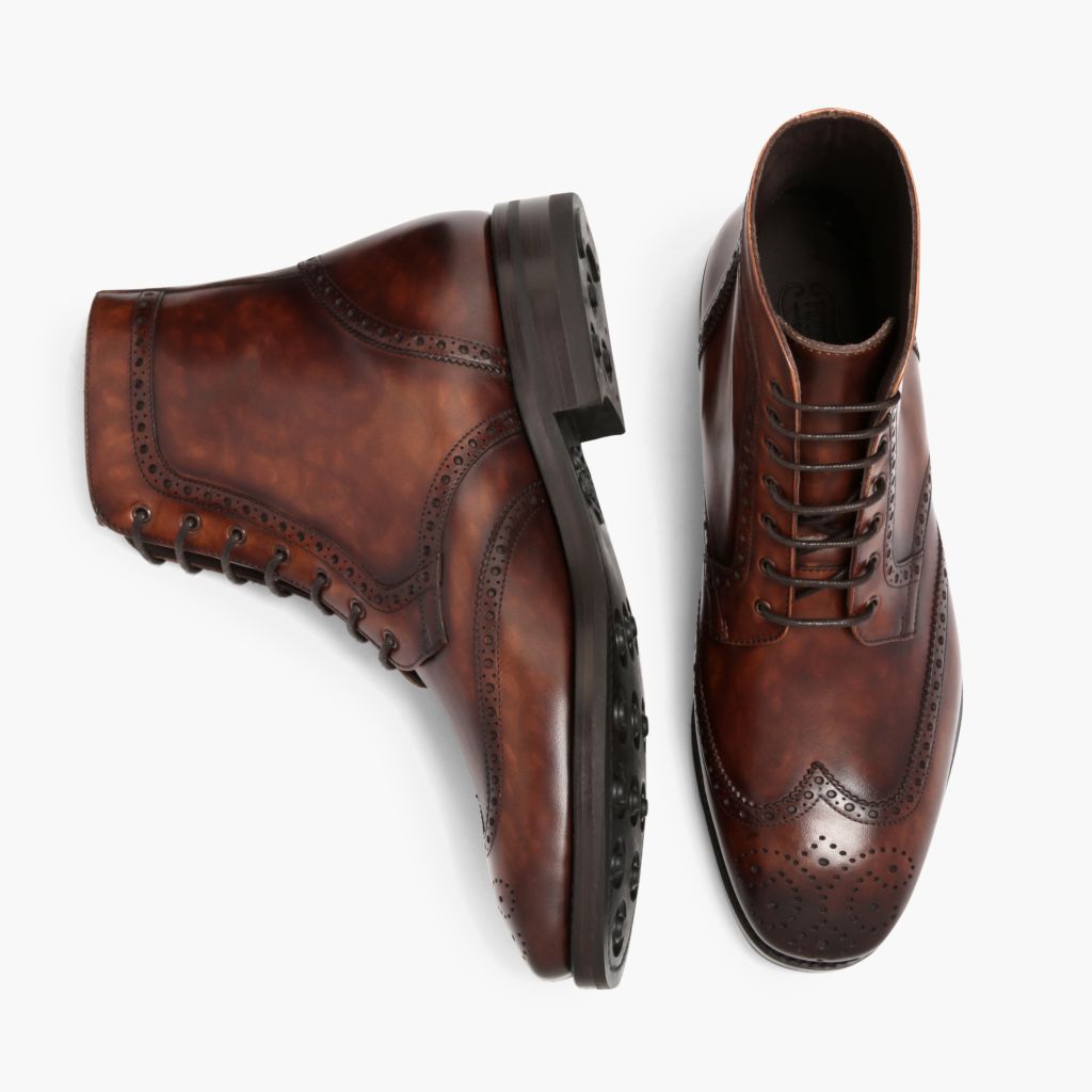 Wingtip Color #77 Læderstøvler til Mænd For Men - Forstærket hælkappe og præcise dobbeltsyninger