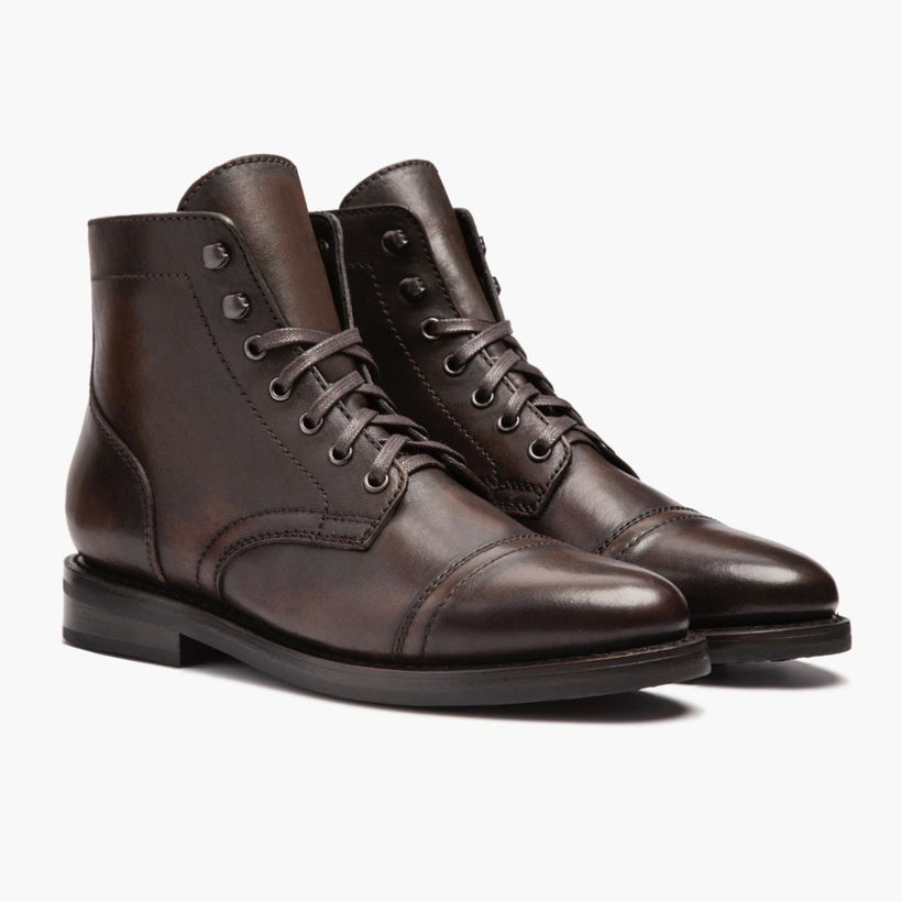 Captain Sort Coffee Leather Boots til Kvinder