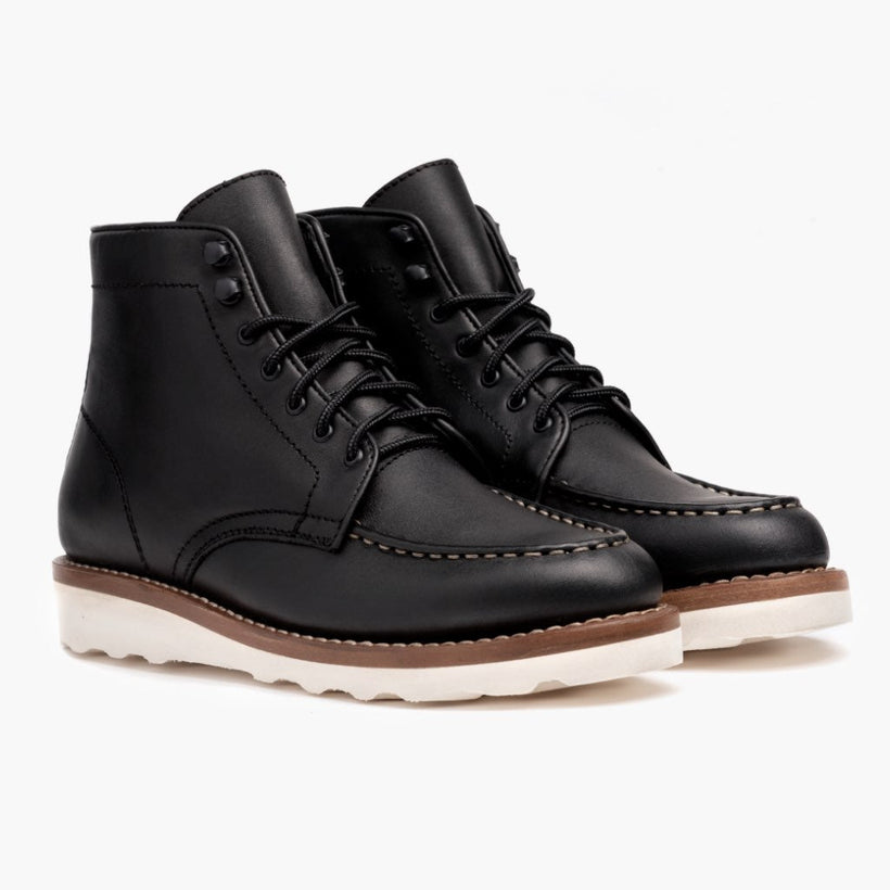 Diplomat Sort Leather Boots til Kvinder